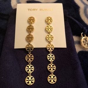 Tory Burch Gold Logo Drop Earrings